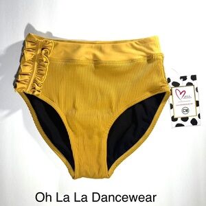 Oh La La Dancewear Yellow High-Waisted Dance Shorts